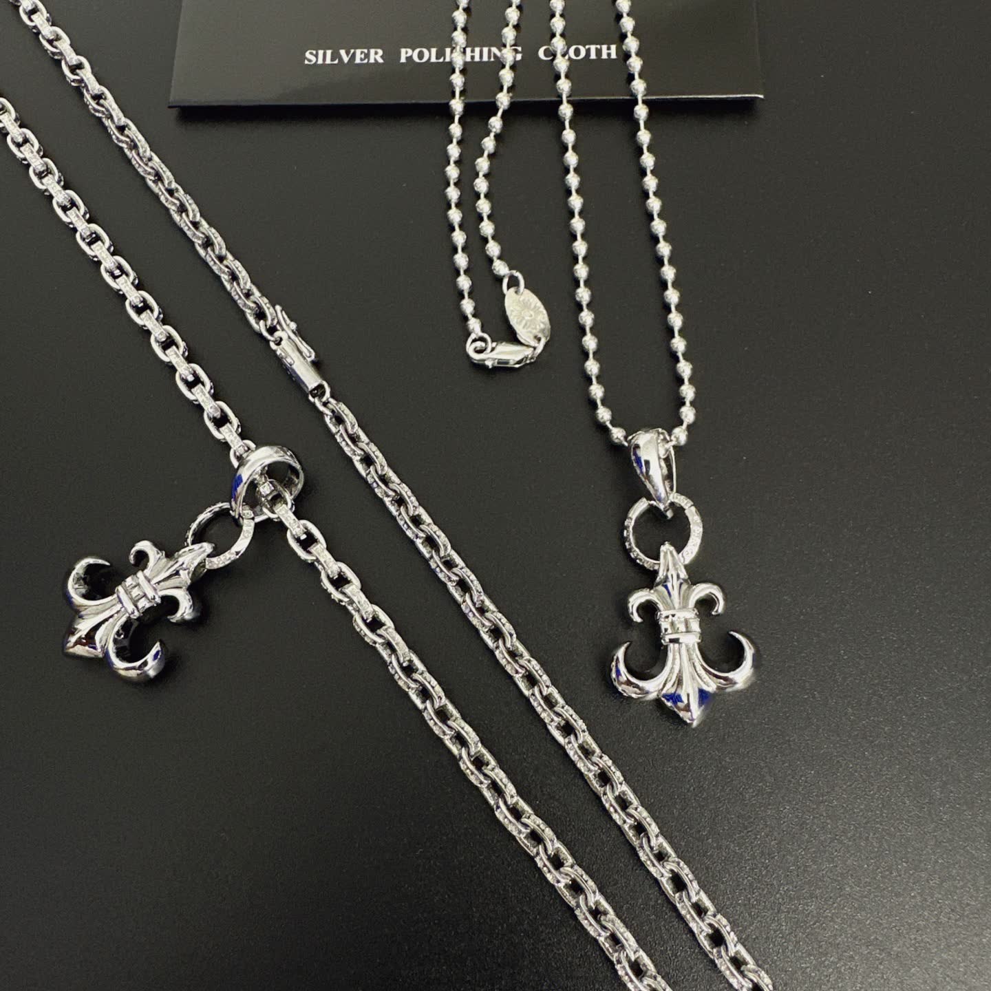 Chrome Hearts Silver Fleur-de-lis Pendant Necklace
